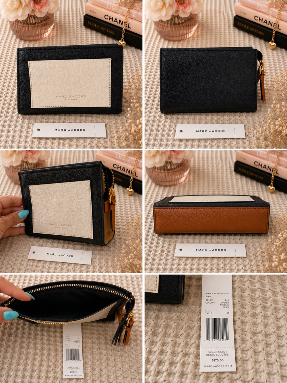 Marc Jacobs Black Leather Zip-Top cosmetic Pouch